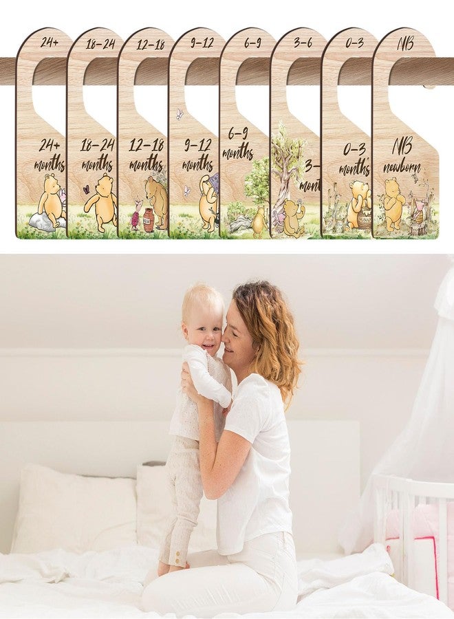 Hatzelou 8PCS Classic Winnie Baby Closet Dividers for Newborn, the Pooh Baby Nursery Decor Wooden Hanger, Winnie Clothes Dividers for Closet, Double-Sided Printing - Image 5